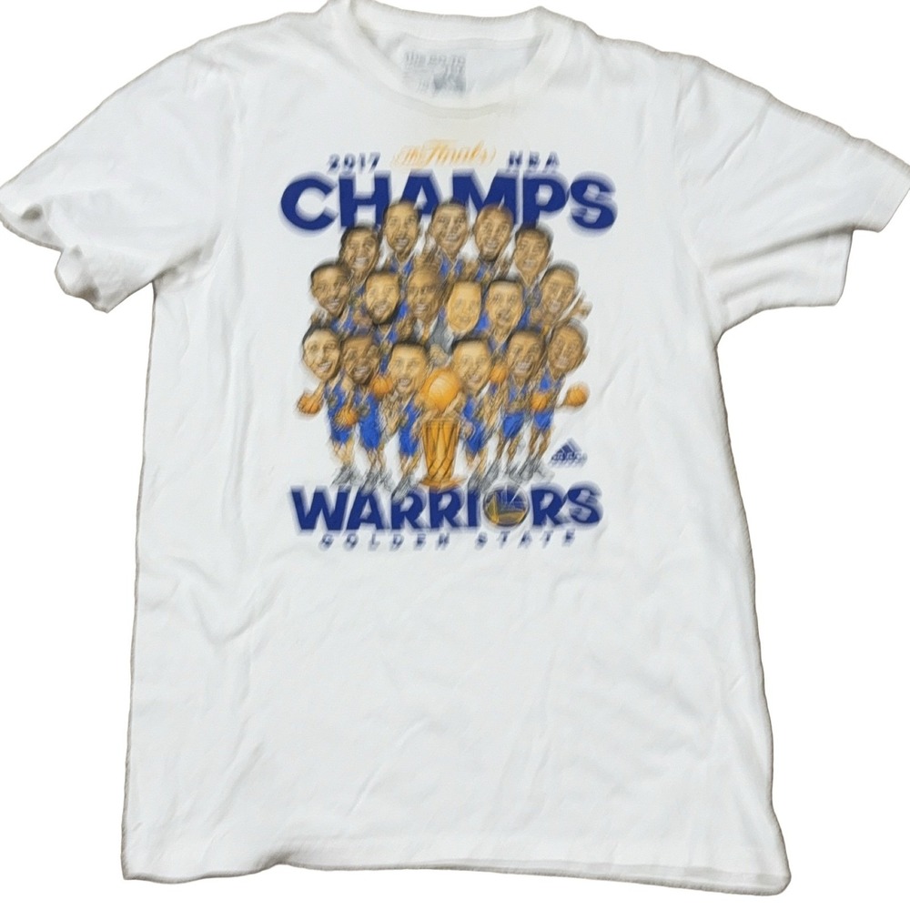 adidas 2017 NBA Champs Golden State Warriors T-Shirt Men S White Cotton